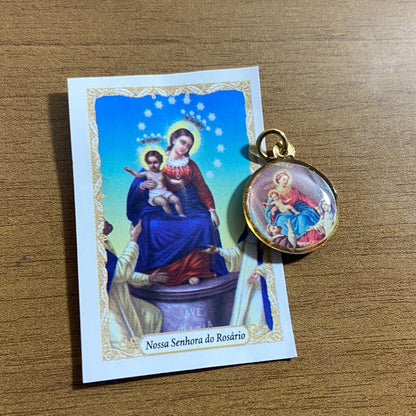 MEDALHA DUPLA FACE NOSSA SENHORA DO ROSÁRIO (12 UNIDADES)