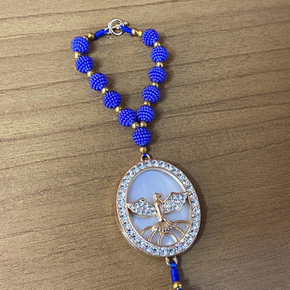 DEZENA PARA CARRO DIVINO ESPÍRITO SANTO AMORA AZUL MOD2 10MM (3 UNIDADES)