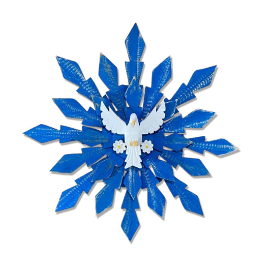 MANDALA MADEIRA DUPLO AZUL DIVINO ESPIRITO SANTO  92X92CM (1 UNIDADE)