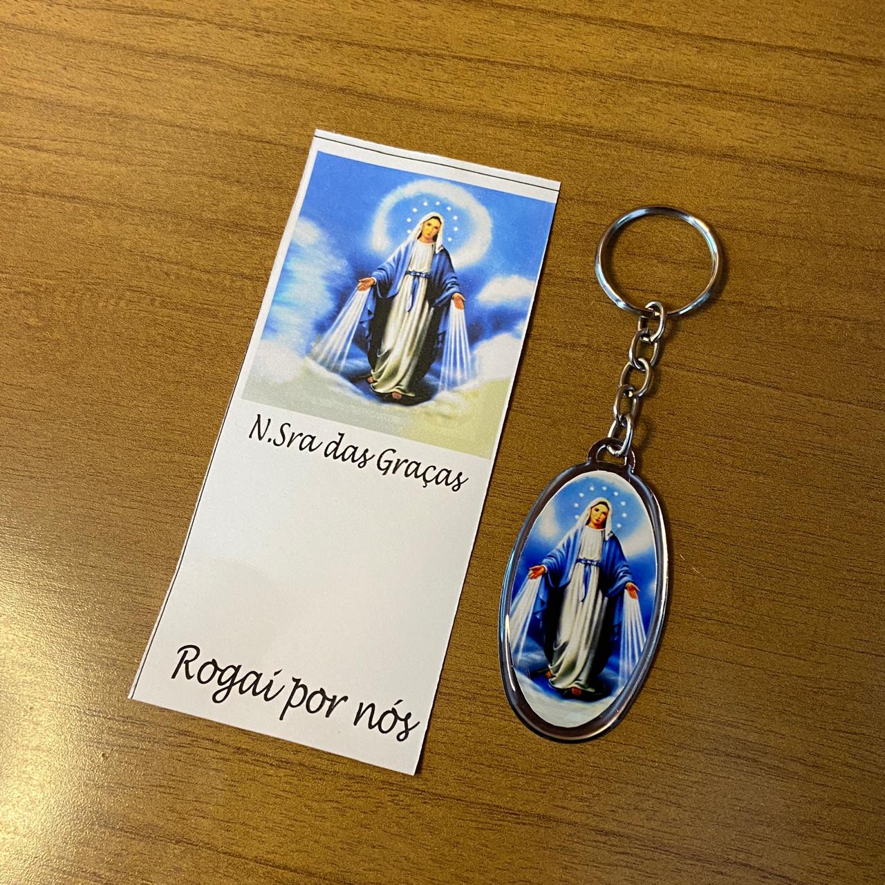CHAVEIRO METAL OVAL RESINADO NOSSA SENHORA DAS GRAÇAS (6 UNIDADES)