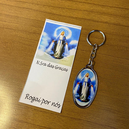 CHAVEIRO METAL OVAL RESINADO NOSSA SENHORA DAS GRAÇAS (6 UNIDADES)
