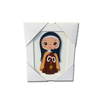 QUADRO MDF SANTA TERESINHA INFANTIL COM ACRÍLICO 15,6CMX 12,6CM (1 UNIDADE)