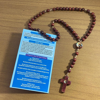 TERÇO DE MADEIRA SANTO ANTÔNIO 8MM (3 UNIDADES)