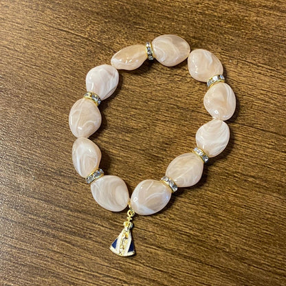 PULSEIRA PEDRARIAS COM PINGENTE NOSSA SENHORA APARECIDA MOD - 01 (03 UNIDADES)
