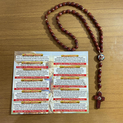 TERÇO DE MADEIRA SÃO MIGUEL ARCANJO MOD3 8MM (3 UNIDADES)