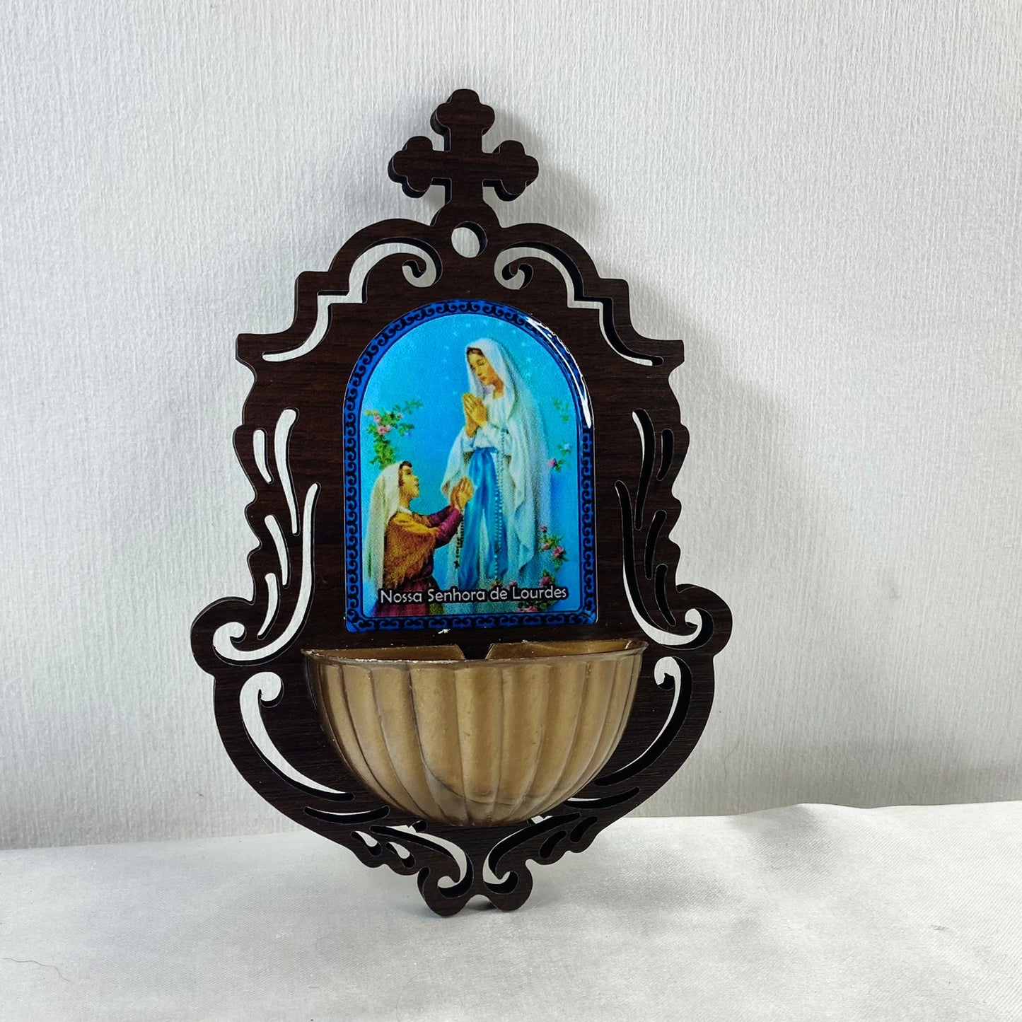 PORTA AGUA BENTA MDF NOSSA SENHORA DE APARECIDA 16CM (1 UNIDADE)