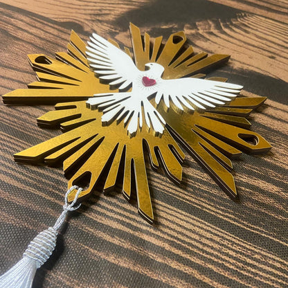 MANDALA MDF  DIVINO ESPÍRITO SANTO DOURADA 20X20CM (1 UNIDADE)