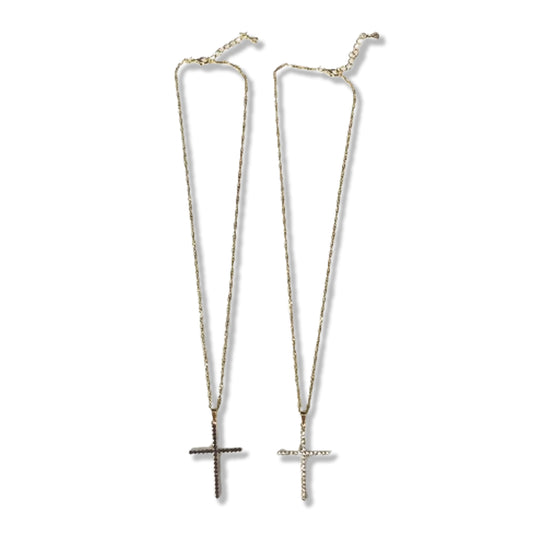 CORRENTE DOURADA CRUZ G COM STRASS MOD2 (3 UNIDADES)