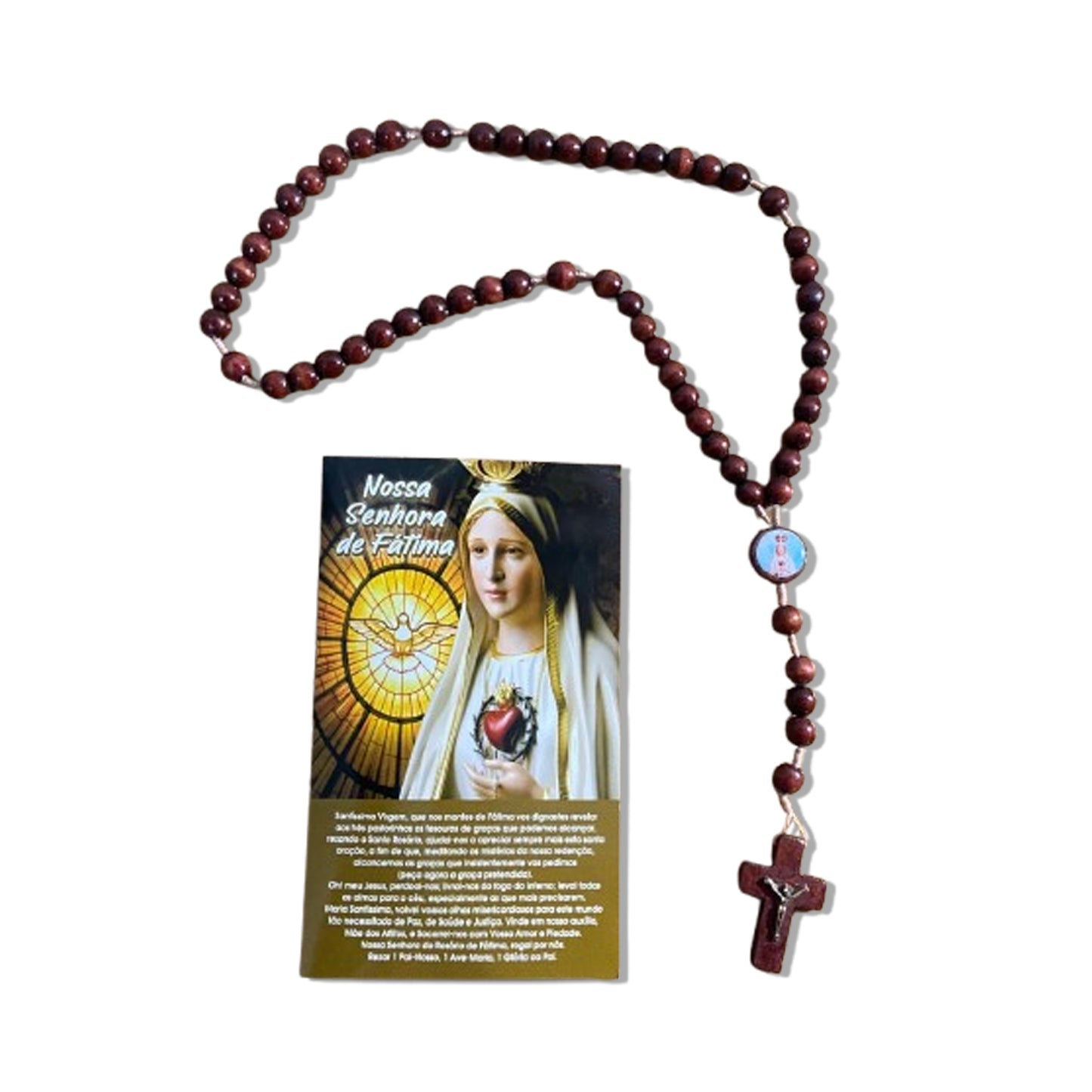 TERÇO DE MADEIRA NOSSA SENHORA DE FÁTIMA MOD2 8MM (3 UNIDADES)