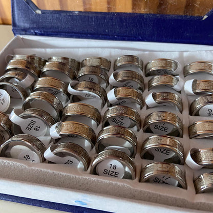 ANEL AÇO INOX COM ORAÇÃO DO PAI NOSSO  (36 UNIDADES)