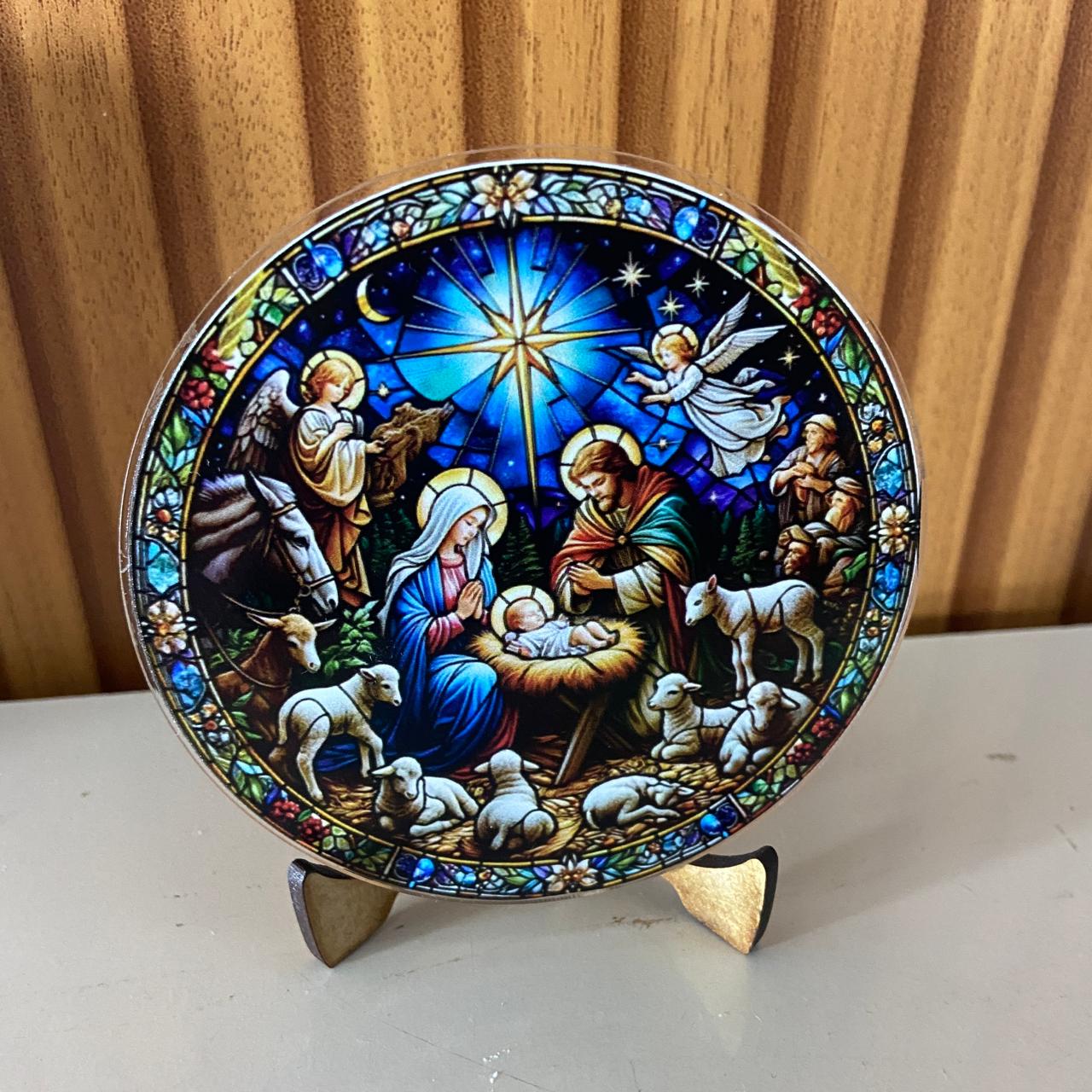 ADORNO DE MESA ACRÍLICO RESINADO PRESÉPIO MOD3 9,5CM (1 UNIDADE)