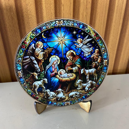 ADORNO DE MESA ACRÍLICO RESINADO PRESÉPIO MOD3 9,5CM (1 UNIDADE)