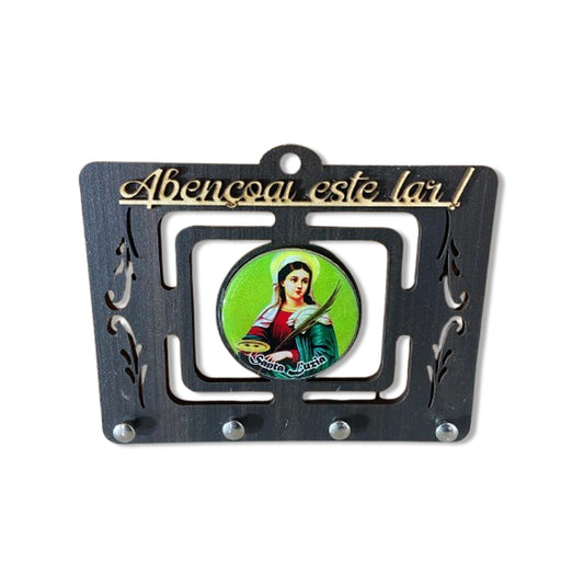 PORTA CHAVE VAZADO RESINADO SANTA LUZIA 14CM (1 UNIDADE)
