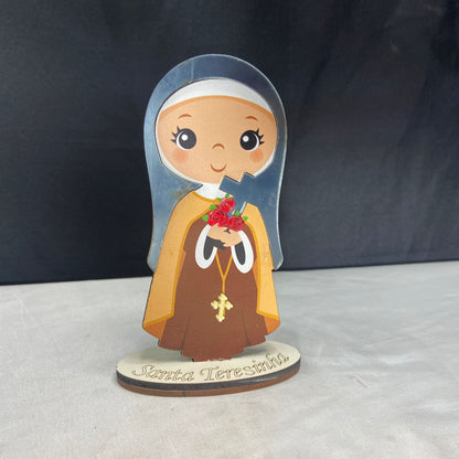 IMAGEM MDF INFANTIL SANTA TERESINHA COM ACRÍLICO 12CM (1 UNIDADE)