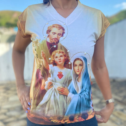 CAMISETA RELIGIOSA SAGRADA FAMÍLIA MOD2 TAMANHO:M (1 UNIDADE)