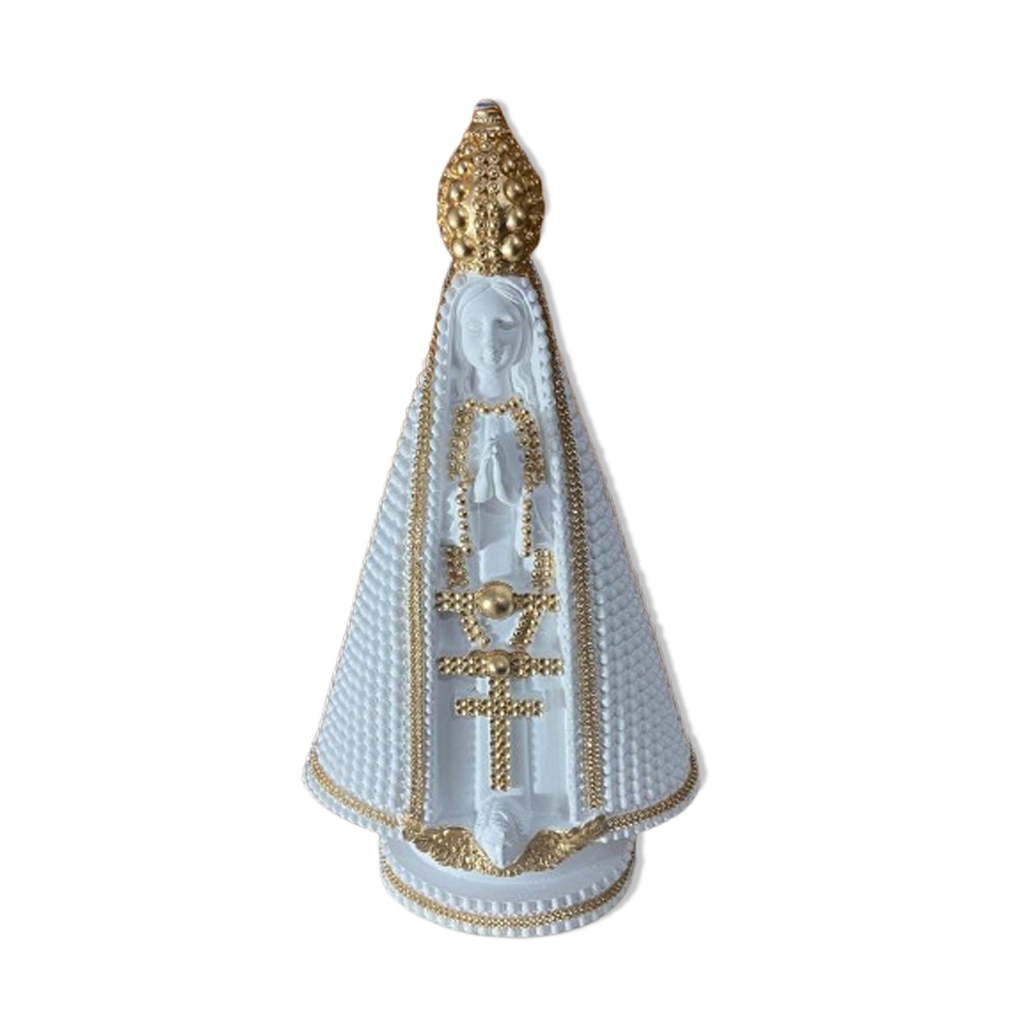 IMAGEM DE GESSO NOSSA SENHORA APARECIDA BRANCA COM STRASS DURADO 39CM (1 UNIDADE)
