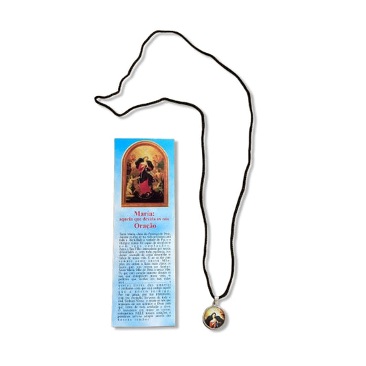 CORDÃO COM MEDALHA RESINADA NOSSA SENHORA DESATADORA DOS NÓS (1 UNIDADES)