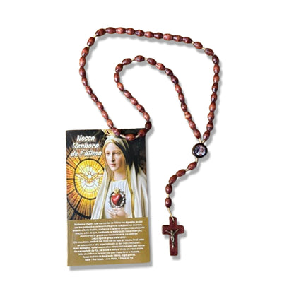 TERÇO DE MADEIRA NOSSA SENHORA DE FÁTIMA MOD4 8MM (3 UNIDADES)