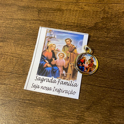 MEDALHA DUPLA FACE SAGRADA FAMÍLIA (12 UNIDADES)