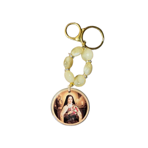 CHAVEIRO LUXO MEDALHA RESINADA SANTA TERESINHA MOD2  (1 UNIDADE)