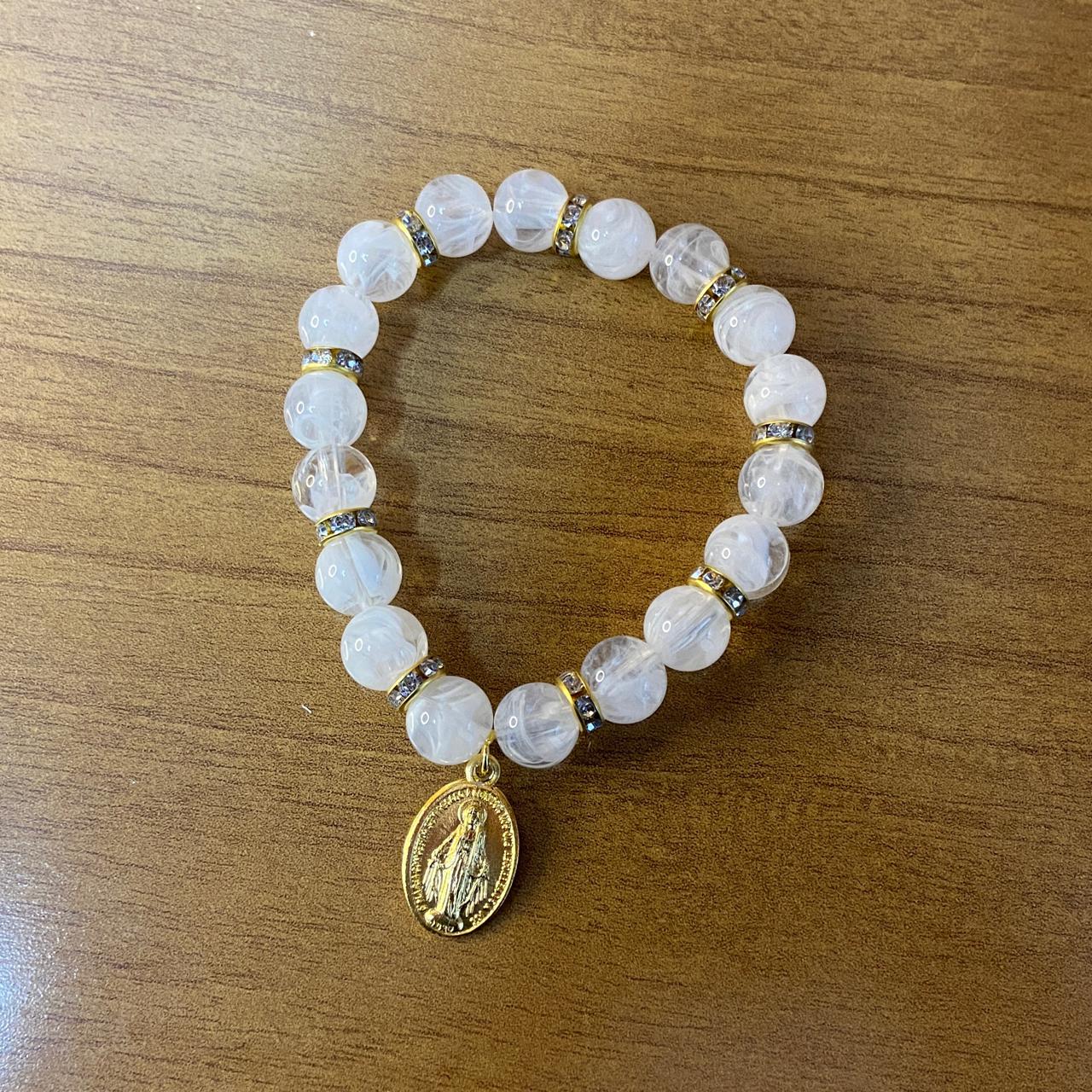 PULSEIRA PÉROLA NOSSA SENHORA DAS GRAÇAS 08MM MOD-1 (03 UNIDADES)