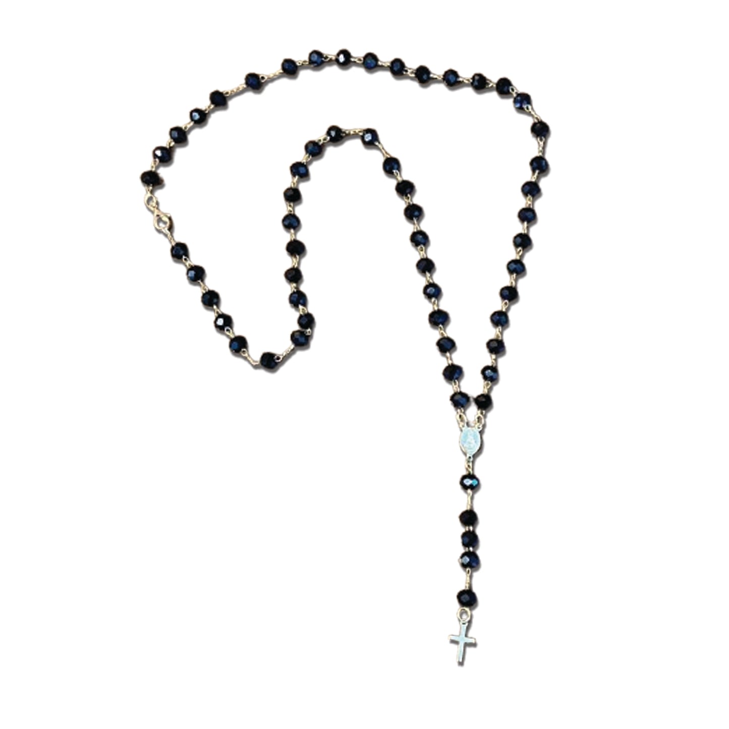 TERÇO CRISTAL NOSSA SENHORA APARECIDA PRETO 06MM  (3 UNIDADES)