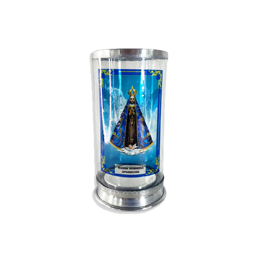 PORTA VELA DE VIDRO NOSSA SENHORA APARECIDA 17CM (1 UNIDADE)