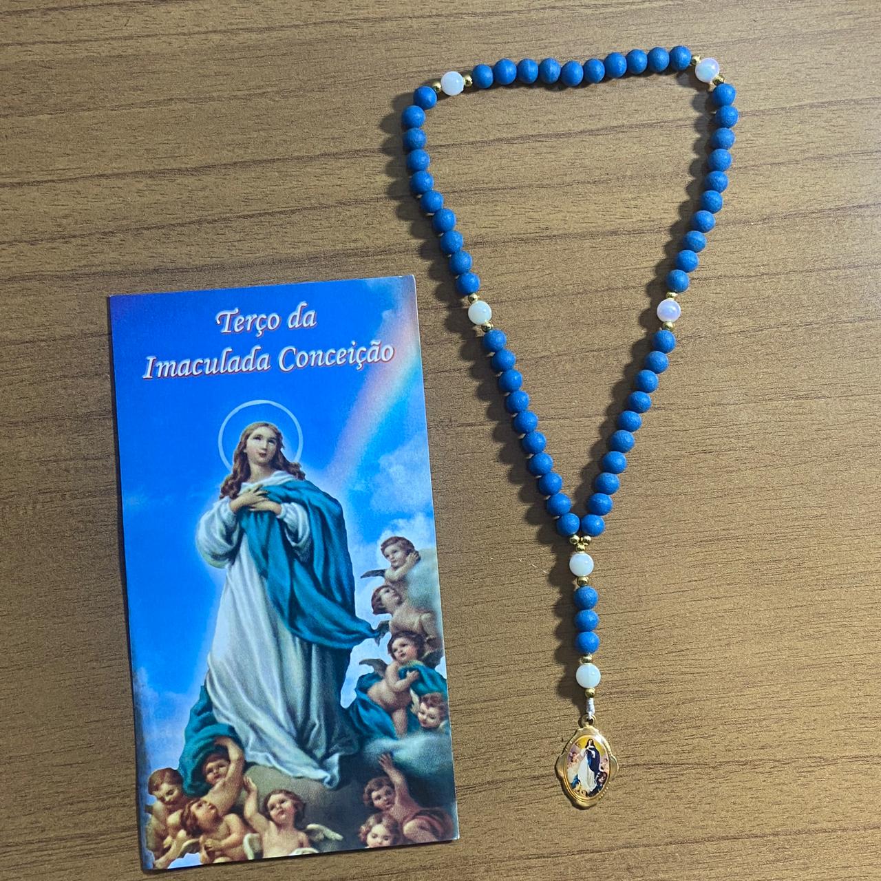 TERÇO AZUL NOSSA SENHORA DA IMACULADA CONCEIÇÃO MOD2  6MM (1 UNIDADE)