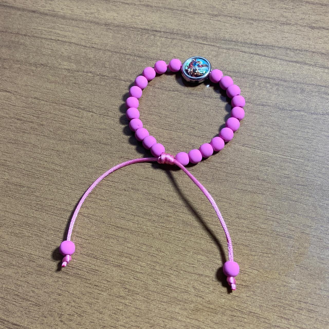 PULSEIRA EMBORRACHADA SÃO MIGUEL ARCANJO ROSA REGULÁVEL (6 UNIDADES)