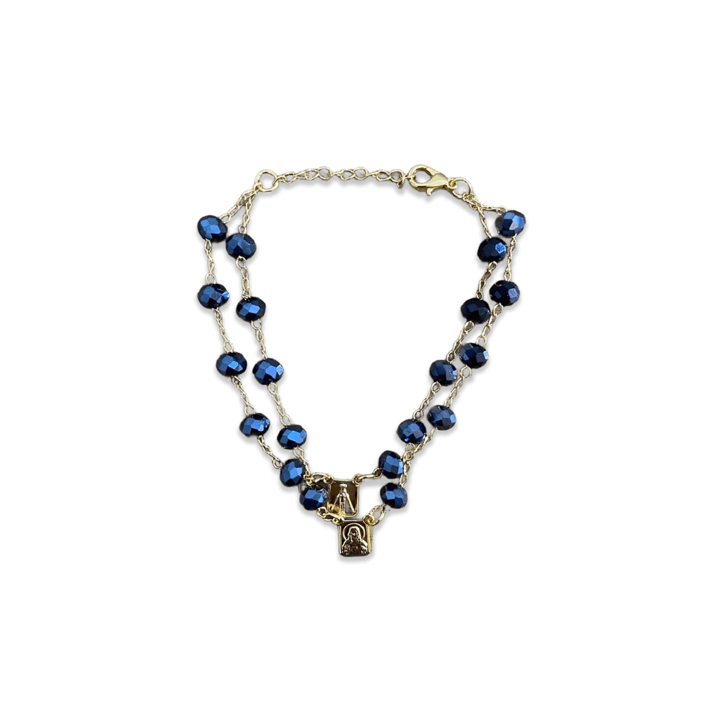 PULSEIRA ESCAPULARIO CRISTAL AZUL PETRÓLEO (3 UNIDADES)