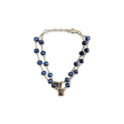 PULSEIRA ESCAPULARIO CRISTAL AZUL PETRÓLEO (3 UNIDADES)