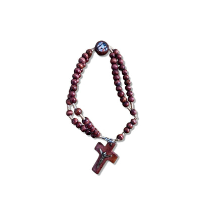 TERÇO PULSEIRA MADEIRA SANTA RITA  (12 UNIDADES)