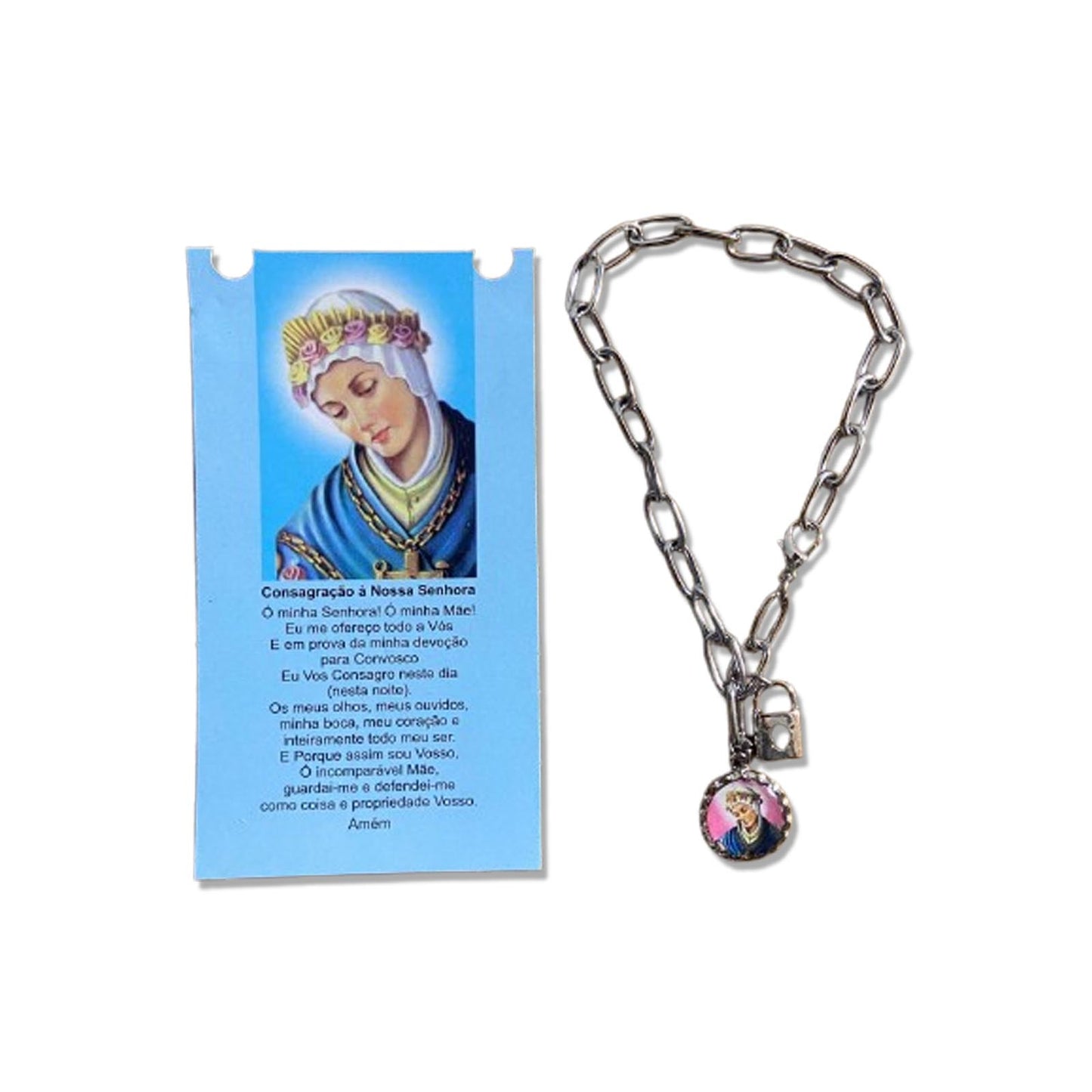 PULSEIRA CADEADO NOSSA SENHORA DE SALETTE NA CARTELA (3 UNIDADES)
