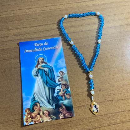 TERÇO PÉROLA AZUL NOSSA SENHORA DA IMACULADA CONCEIÇÃO 6MM (1 UNIDADE)