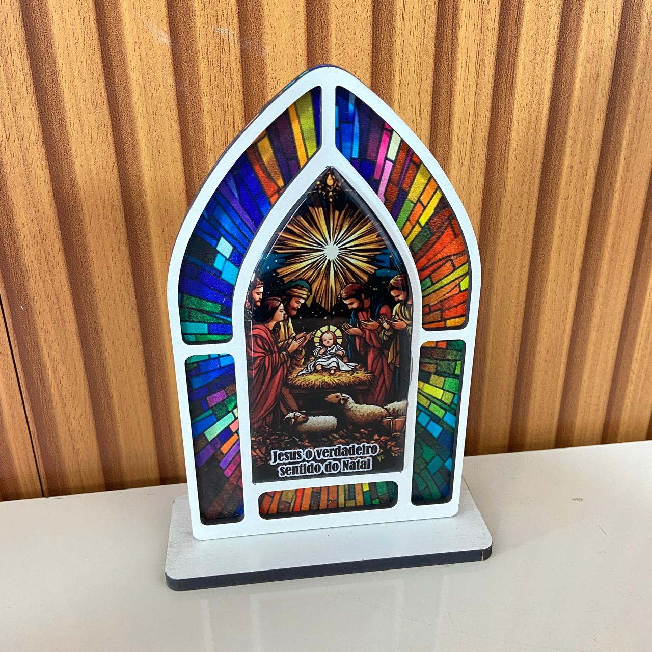CAPELA MDF VITRAL PRESÉPIO MOD3 18CM (1 UNIDADE)