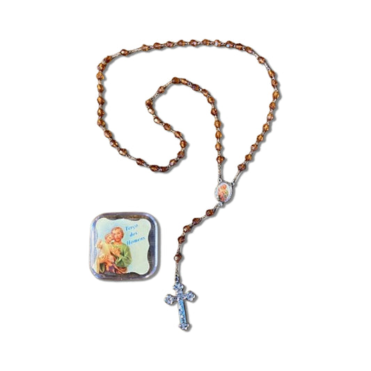 TERÇO SEMICRISTAL NA CAIXINHA SÃO JOSÉ 6MM (6 UNIDADES)