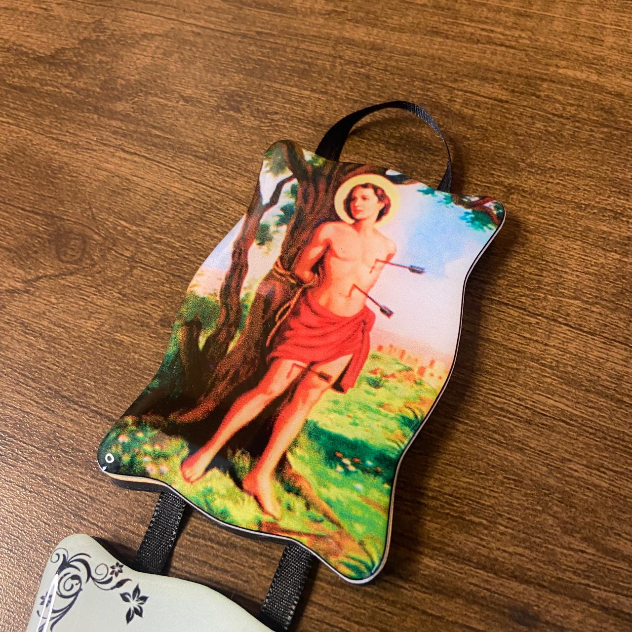 ADORNO DUPLO QUADRADO FITA SÃO SEBASTIÃO (1 UNIDADE)