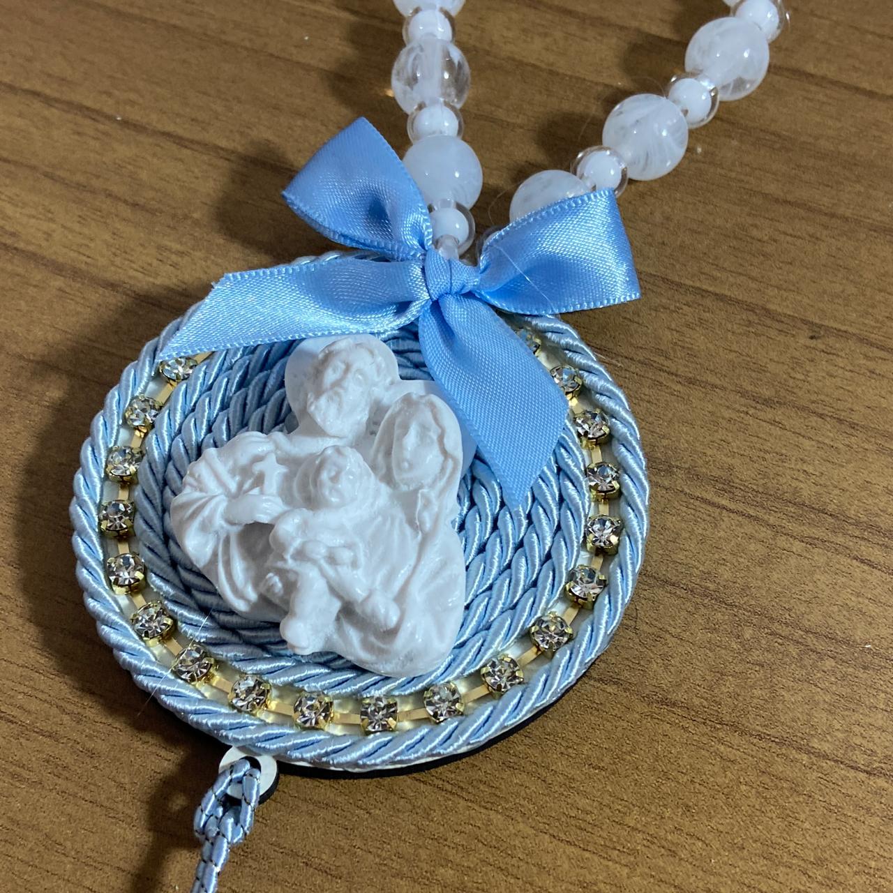 DEZENA PÉROLA MEDALHÃO SAGRADA FAMÍLIA DE RESINA 12MM (1 UNIDADE)