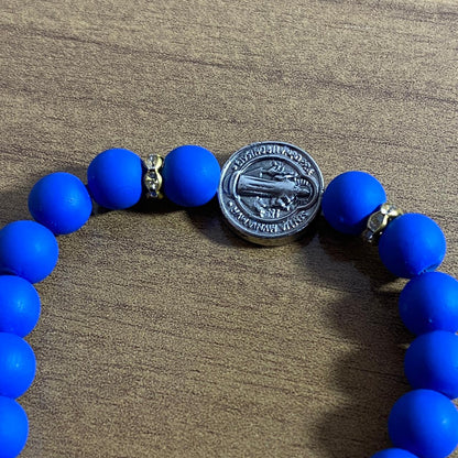 PULSEIRA AZUL MEDALHA SÃO BENTO  (6 UNIDADES)