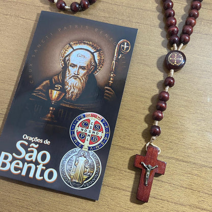 TERÇO DE MADEIRA SÃO BENTO 8MM MOD2 (3 UNIDADES)