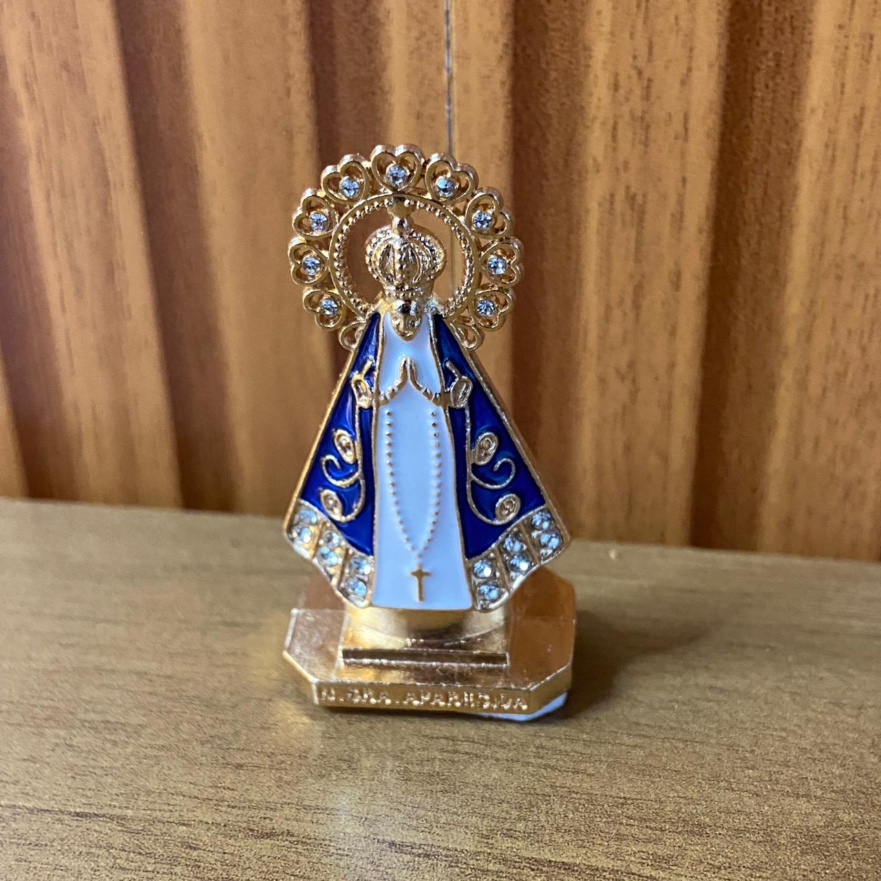 IMAGEM NOSSA SENHORA APARECIDA AUREOLA COM STRASS PARA CARRO MOD2 06CM  (12 UNIDADES)