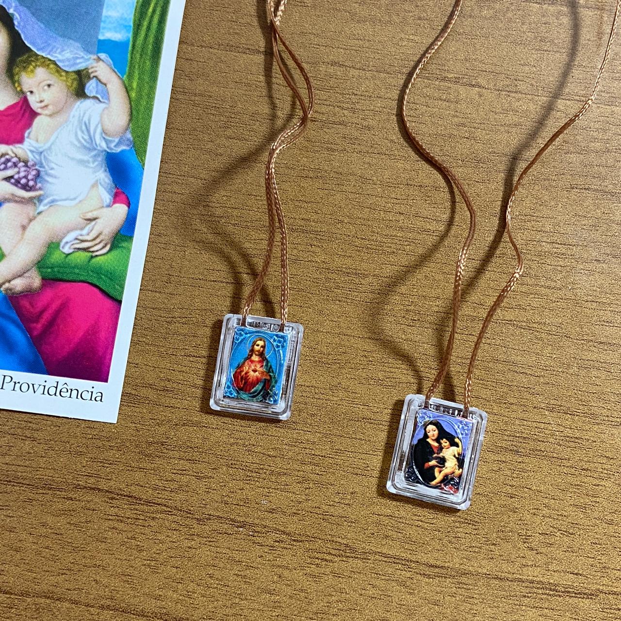 ESCAPULÁRIO CORDINHA SAGRADO CORAÇÃO DE JESUS E DIVINA PROVIDÊNCIA  (12 UNIDADES)