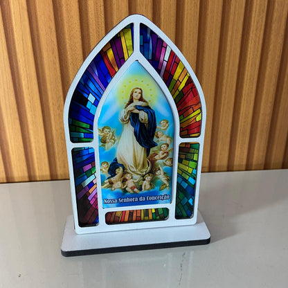 CAPELA MDF VITRAL NOSSA SENHORA DA IMACULADA CONCEIÇÃO 18CM (1 UNIDADE)