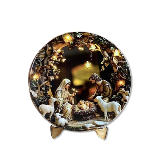 ADORNO DE MESA ACRÍLICO RESINADO PRESÉPIO MOD1 9,5CM (1 UNIDADE)