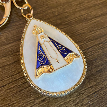 CHAVEIRO LUXO NOSSA SENHORA APARECIDA GOTA MADREPÉROLA MOD2 (6 UNIDADES)