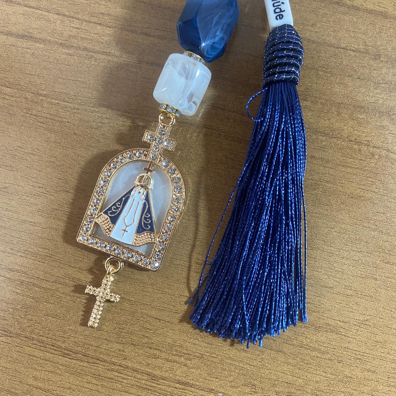 CHAVEIRO DE PEDRARIAS NOSSA SENHORA APARECIDA COM STRASS (1 UNIDADE)
