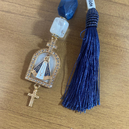 CHAVEIRO DE PEDRARIAS NOSSA SENHORA APARECIDA COM STRASS (1 UNIDADE)