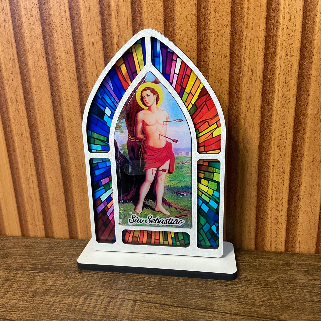 CAPELA MDF VITRAL SÃO SEBASTIÃO 18CM (1 UNIDADE)