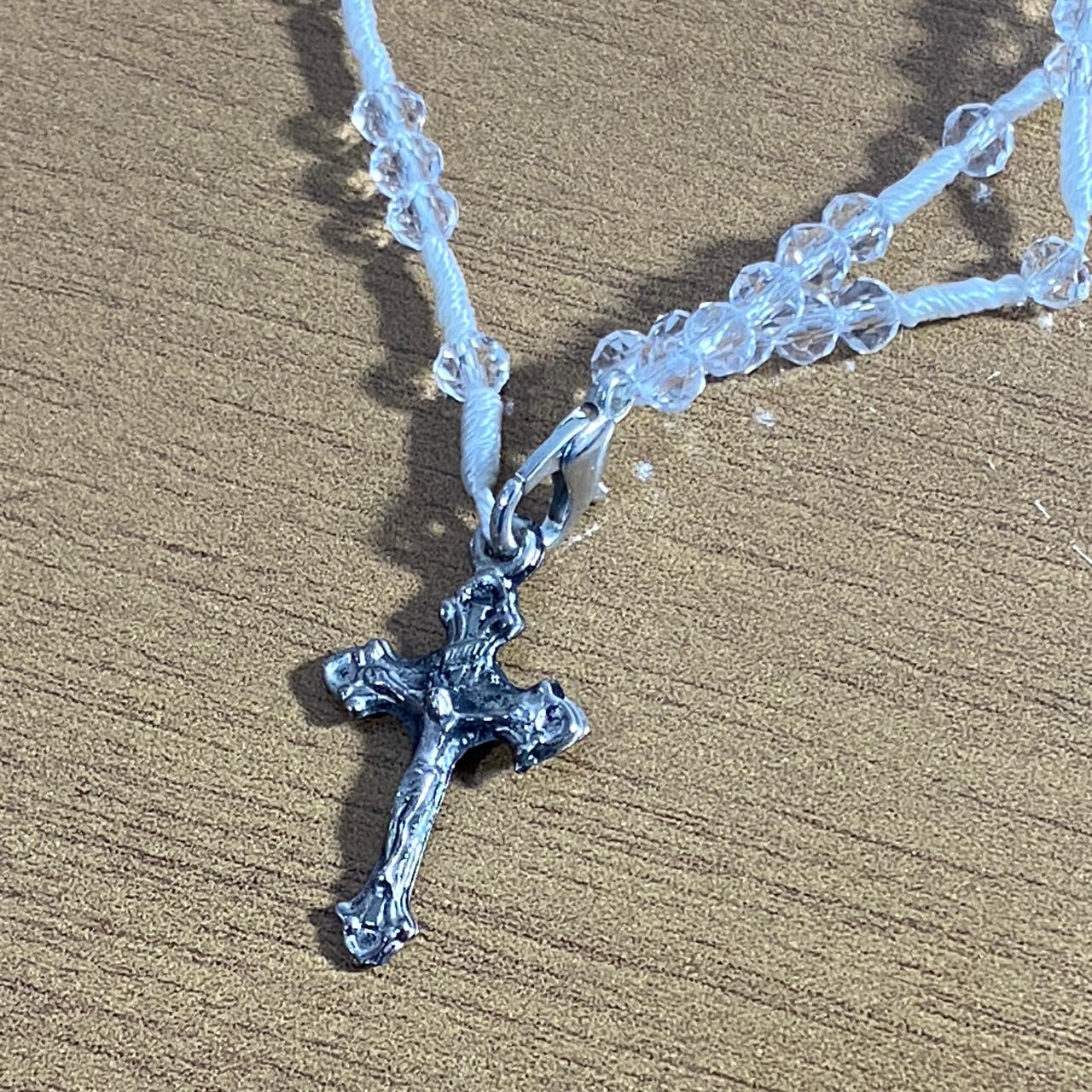TERÇO PULSEIRA CRISTAL NOSSA SENHORA APARECIDA TRANSPARENTE  (3 UNIDADES)