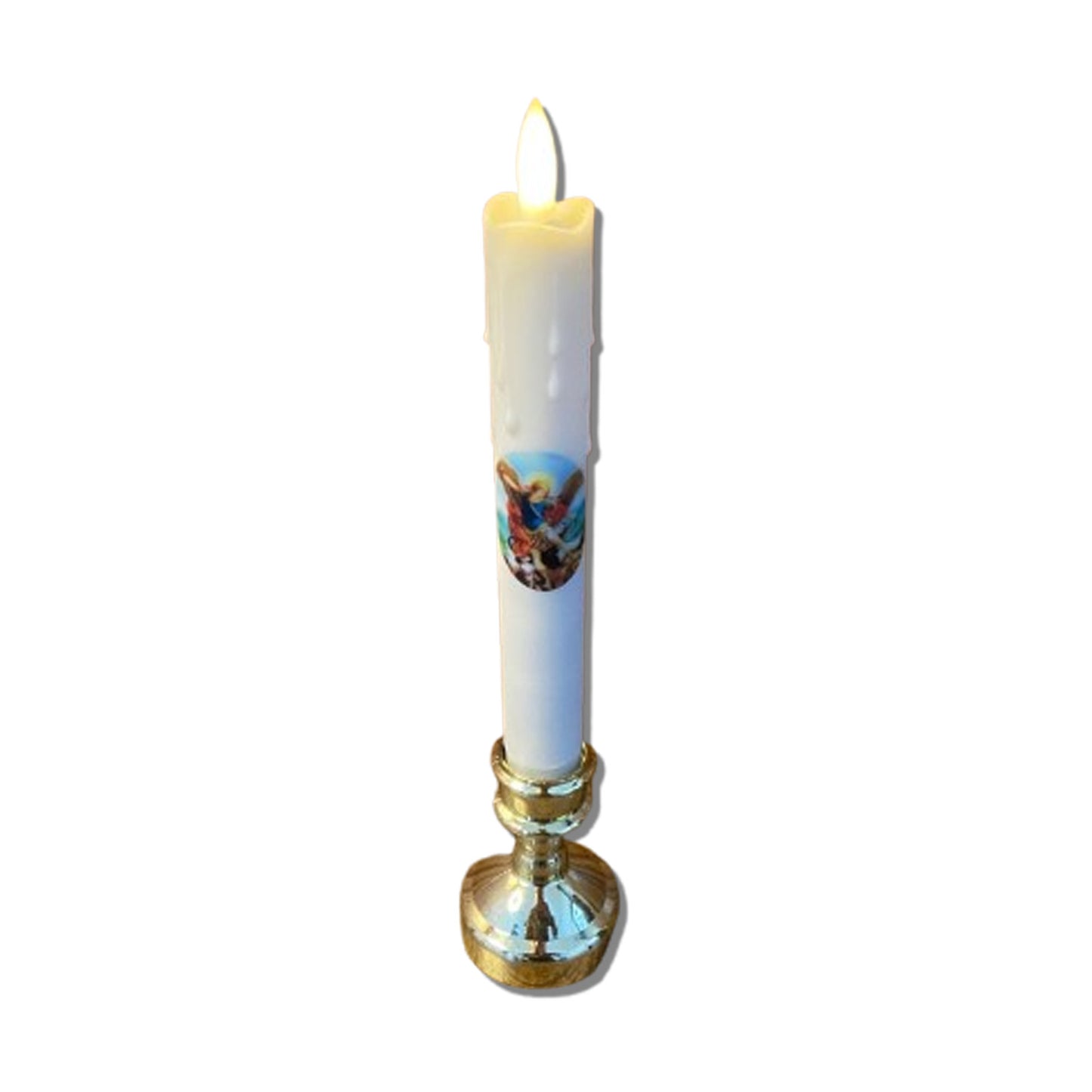 VELA ELETRÔNICA PALITO COM PEDESTAL SÃO MIGUEL ARCANJO 25CM (1 UNIDADE)